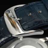 Jaeger-LeCoultre Edelstahl "Master Ultra Thin" Armbanduhr, Automatik, graues Zifferblatt, Ref. Nr. Q1338421, blaues Krokolederarmband mit Original Dornschließe, 51g, Ø 41mm, L. 20,5cm, gangbar (keine Garantie a… - photo 4