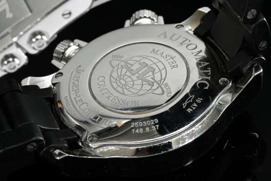 Jaeger-LeCoultre Edelstahl "Master Compressor" Armbanduhr, Automatic, Kaliber 899, Brillant Lünette (zus. ca. 1.12ct/VSI/W), große Sekunde, Datumsfenster bei 3, Saphirglas, Ref. Nr. 148.8.37, Nr. 2593029, Ø 3,… - Foto 3