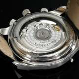 Longines Edelstahl "Swissair Exclusive No. 3" Chronograph (Limited Edition), Automatik, weißes Zifferblatt, Saphirglas, Original schwarzes Krokodillederarmband mit Dornschließe, 72,8g, Ø 40mm, L. 19cm, gangbar … - photo 3