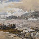 Eckenbrecher, Themistokles v. (1842-1921) „Hafen von Bergen mit deutschen Schiffen“ 1903, Tinte und Aquarell, u.l. monogr./dat./bez., am u. Rand Schiffsbezeichnungen, 32,5x45cm (m.R. 40x53cm) - photo 1