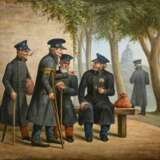 Lalaisse, François Hippolyte (1810-1884) „Veteranen beim Invalidendom in Paris“ 1884, Öl/Leinwand, u.r. sign./dat., 56x65,5cm (m.R. 64x73,8cm), Keilrahmen leicht abgedrückt, min. Defekte der Maloberfläche - photo 1