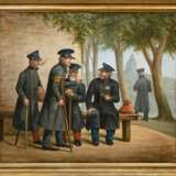 Lalaisse, François Hippolyte (1810-1884) „Veteranen beim Invalidendom in Paris“ 1884, Öl/Leinwand, u.r. sign./dat., 56x65,5cm (m.R. 64x73,8cm), Keilrahmen leicht abgedrückt, min. Defekte der Maloberfläche - photo 2