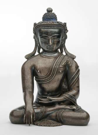 Sehr seltener Buddha Shakyamuni aus Silber mit Kupfereinlagen - Foto 1