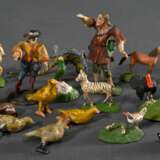 Konvolut diverse Miniatur Tiere und Figuren mit feiner Bemalung, 19.Jh., Holz/Draht, H. 2-4,5cm - photo 1