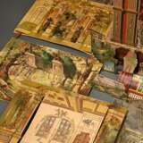 Papiertheater "Urania", wohl Verlag Joseph Scholz, Mainz um 1900, Holzkasten mit Kulissenbohrungen und Papiervordrucken beklebt, 64 Personen, 48 Teile Kulissen und Hintergründe sowie 32 Teile kleinere Staffage,… - photo 5