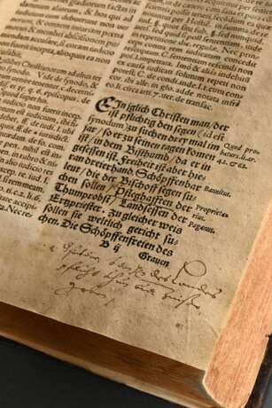 Band "Sachsenspiegel - Auffs new fleissig corrigirt, an Texten, Glossen, Allegaten..." 1545, 270 Seiten und 112 unnummerierte Seiten, Druck: Nicolaus Wolrab, Leipzig, geprägter Ledereinband, 31x22x6,8cm, Alters… - photo 7
