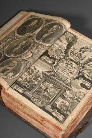 Biblia germanica: "Das ist: Die gantze Heilge Schrifft deß Alten und Neuen Testaments" (sogenannte Dilherr-Bibel), Endter Söhne, ein ganzseitiger Textkupfer (Porträt Luthers und seiner Familie) sowie zahlreiche… - photo 1