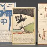 3 Janssen, Horst (1929-1995) "Stachus Münster und Has Bodoni (Hase und Igel)" 1968, Farboffset, "Prosit Neujahr 1968: Ballade vom Herrn Latour", Farblithographie und "Prosit Neujahr 1967" Fa… - фото 1