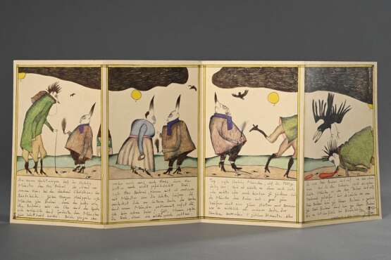 3 Janssen, Horst (1929-1995) "Stachus Münster und Has Bodoni (Hase und Igel)" 1968, Farboffset, "Prosit Neujahr 1968: Ballade vom Herrn Latour", Farblithographie und "Prosit Neujahr 1967" Fa… - фото 3
