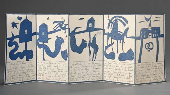 3 Janssen, Horst (1929-1995) "Stachus Münster und Has Bodoni (Hase und Igel)" 1968, Farboffset, "Prosit Neujahr 1968: Ballade vom Herrn Latour", Farblithographie und "Prosit Neujahr 1967" Fa… - фото 4