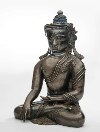 Sehr seltener Buddha Shakyamuni aus Silber mit Kupfereinlagen - Foto 3
