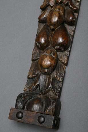 Paar Barock Schnitzerei Lisenen mit floralen Ranken und Karyatiden, Eiche mit schöner Patina, Norddeutsch 17.Jh., L. 64,5cm - photo 4