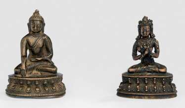 Two bronze figures: the Buddha Shakyamuni and Vajradhara