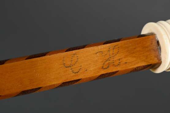 2 Diverse Vierländer Schneider-Ellen, Obstholz intarsiert und Bein Montierungen, 1x Griff ebonisiert, L. 79/66,5cm - Foto 4