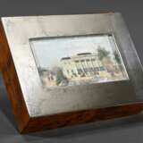 Wurzelholz Kästchen mit Ansicht „Caffeehaus auf der Bastei am Volksgarten“ in Silber 925 Rahmung, 3,3x9,5x12cm - photo 1