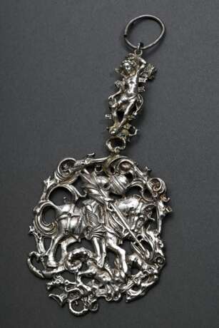 Anhänger in Renaissance Manier "Heiliger Georg" und "Heiliger Sebastian" an gedrehter Ringöse, Silber gegossen, 72g, L. 15cm - photo 1