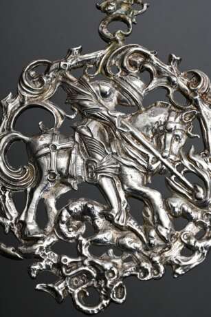 Anhänger in Renaissance Manier "Heiliger Georg" und "Heiliger Sebastian" an gedrehter Ringöse, Silber gegossen, 72g, L. 15cm - photo 4