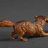 Wiener Bronze "Fuchs mit Gans", farbig gefasst, Bauch gestempelt, 4,6x12,3x3cm - photo 2