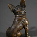 Bronze Miniatur "Sitzende Bulldogge mit Maikäfer auf der Pfote", H. 5,2cm, min. verbogen - photo 3