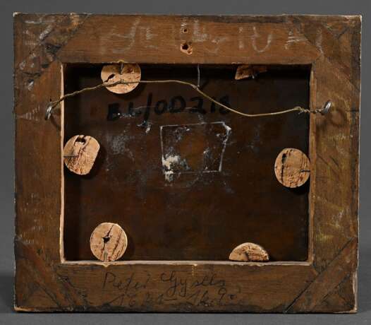 Gysels, Pieter (1621-1691) "Rast auf der Flucht nach Ägypten", Öl/Kupfer, alter vergoldeter Rahmen mit Blatt- und Rillenfries, 10x13cm (m.R. 15,2x18cm), min. rest. - photo 3