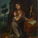 Unbekannter Künstler des 18.Jh. "Heilige Maria Magdalena", Öl/Leinwand auf Holz kaschiert, 37,7x29cm, rest., Craquelé, kleine Defekte der Maloberfläche - photo 1