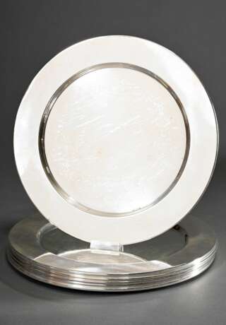 6 Schlichte Platzteller, Silber 925, 3041g, Ø 29,5cm, leichte Gebrauchsspuren - Foto 1