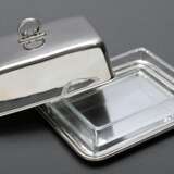 Butterdose mit Deckel und Glaseinsatz, Silber 925, 242g (o.Glas), 9x14x10cm - photo 1