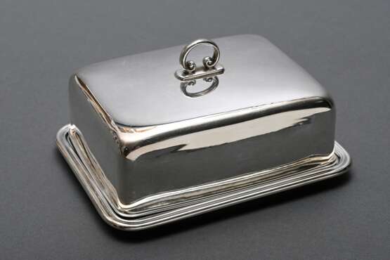 Butterdose mit Deckel und Glaseinsatz, Silber 925, 242g (o.Glas), 9x14x10cm - photo 2