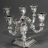 Fünfflammige Tafel Girandole im barocker Façon auf eckigem Fuß, Silber 835, Fuß gefüllt, H. 21cm - photo 1