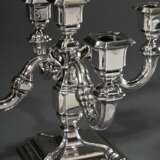 Fünfflammige Tafel Girandole im barocker Façon auf eckigem Fuß, Silber 835, Fuß gefüllt, H. 21cm - photo 2
