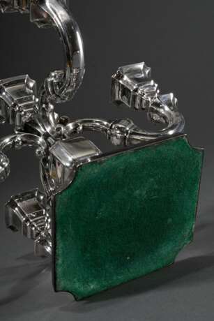 Fünfflammige Tafel Girandole im barocker Façon auf eckigem Fuß, Silber 835, Fuß gefüllt, H. 21cm - photo 4
