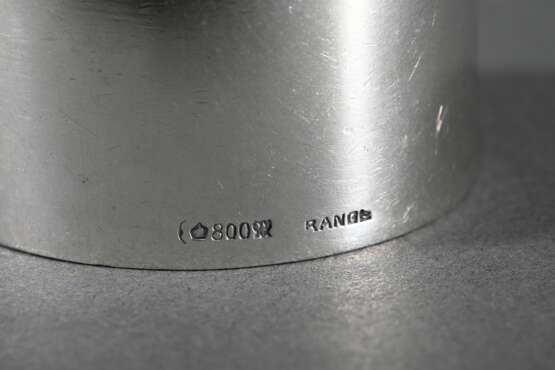 5 Schlichte Serviettenringe mit Schiebe-Kartuschen für Namensschilder, MZ: Range, Silber 800, innen vergoldet, 207g, Ø 5cm, Altersspuren - photo 4