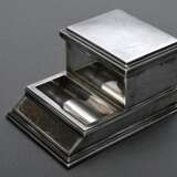 Streichholzspender mit Reibefläche, Reservoir und Ascher, MZ: Gustave Keller, Paris, Silber 925, innen vergoldet, 334g, 16x11x8cm, Leder Bodenplatte lose - photo 2