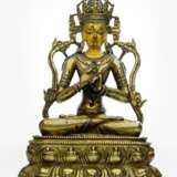Feine Bronze des Tathagata Vairocana mit Keimsilbe hum - Foto 1