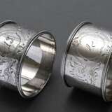 3 Diverse Teile Silber: ovales durchbrochenes Schälchen (4x15,2x11,2cm) und Paar Serviettenringe mit gravierten Zahlen „13“ und „4“ (Ø 5cm), Silber 800, 122g - photo 2