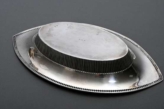Ellipsoider Brotkorb mit Perlrand, Hugo Böhm & Co., Silber 800, 322g, 4,7x34x19cm - Foto 2