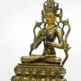Feine Bronze des Tathagata Vairocana mit Keimsilbe hum - Foto 2