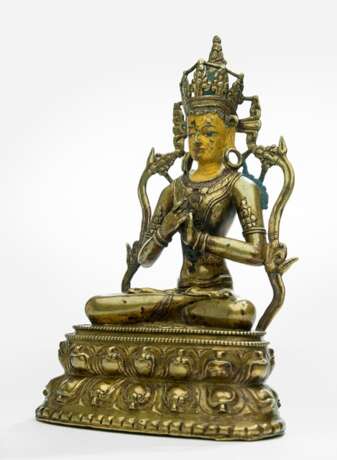 Feine Bronze des Tathagata Vairocana mit Keimsilbe hum - фото 2