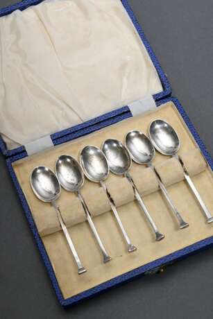6 Mokkalöffel mit "Hufnagel" Griff, MZ: Mappin & Webb, Sheffield 1932, Silber 925, 47g - photo 2