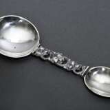 Klappbarer Medizinlöffel „Take it easy“ mit floralem Stiel, Silber, L. 13cm, Scharniere etwas ausgeleiert - Foto 1