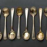 10 Schlichte Salzlöffelchen, Silber 800 vergoldet, 71g, L. 7,6cm - photo 2