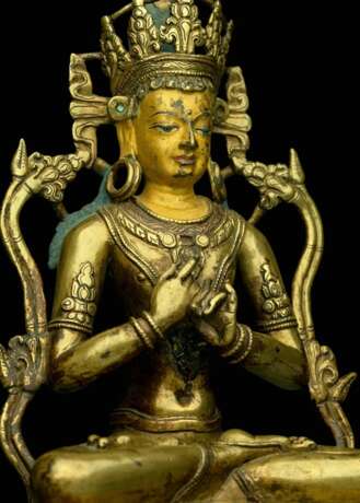 Feine Bronze des Tathagata Vairocana mit Keimsilbe hum - фото 5