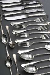 24 Teile WMF Besteck &quot;Chippendale&quot; für 6 Personen, Silber 800, 631g (o. Messer) bestehend aus: je 6 Messer, Gabeln, Löffel und Teelöffel