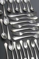 29 Teile Besteck &quot;Chippendale&quot;, MZ: Bremer Silberwarenfabrik, Silber 800, 781g: je 6 Teelöffel, Dessertlöffel, Dessertgabeln und 9 Kuchengabeln