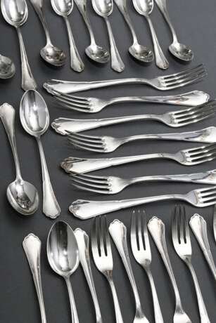 29 Teile Besteck "Chippendale", MZ: Bremer Silberwarenfabrik, Silber 800, 781g: je 6 Teelöffel, Dessertlöffel, Dessertgabeln und 9 Kuchengabeln - photo 1