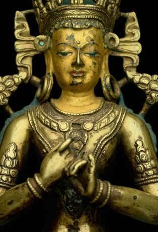 Feine Bronze des Tathagata Vairocana mit Keimsilbe hum - photo 6