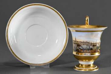 Biedermeier Ansichtstasse/UT &quot;Bonn&quot;, Schney/Fürstenberg, Anf. 19.Jh., Mariage, H. 11,4cm