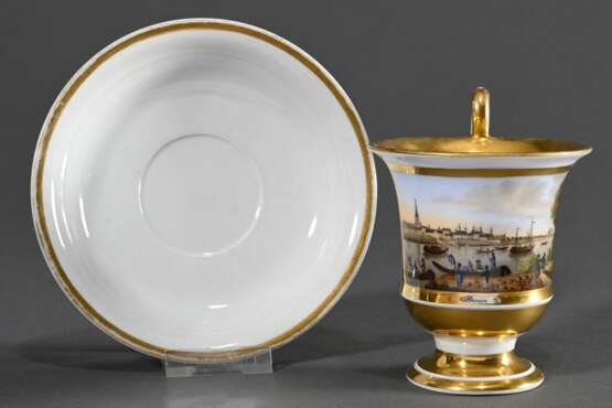 Biedermeier Ansichtstasse/UT "Bonn", Schney/Fürstenberg, Anf. 19.Jh., Mariage, H. 11,4cm - фото 1