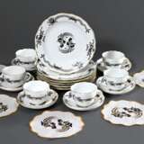 12 Teile Meissen Kaffeegedecke "Schwarzer Reicher Hofdrache", Porzellan polychrom und goldstaffiert, bestehend aus: 6 Kuchenteller (Ø 21,5cm) und 6 Kaffeetassen/UT (Ø 6,5cm), dazu 6 Klapperdeckchen - photo 2