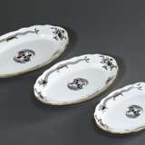 3 Diverse ovale Meissen Platten "Schwarzer Reicher Hofdrache", Porzellan polychrom und goldstaffiert, 24,5x18cm / 29x25,5cm / 35x25cm - photo 2